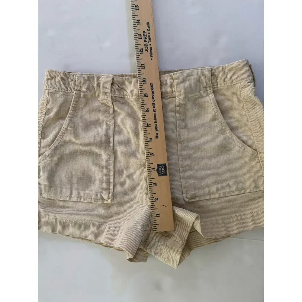 American Eagle Corduroy Shorts Size 4 Cream Super Stretch Patch Pockets #7401